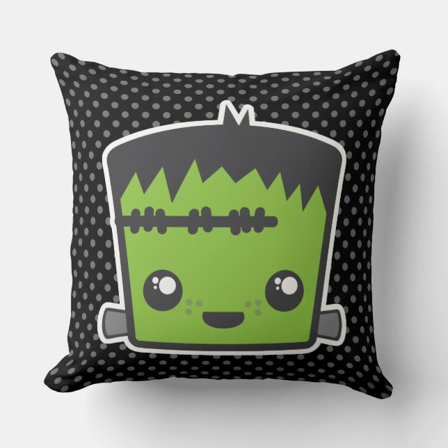 Kawaii Frankenstein Throw Pillow (Front)