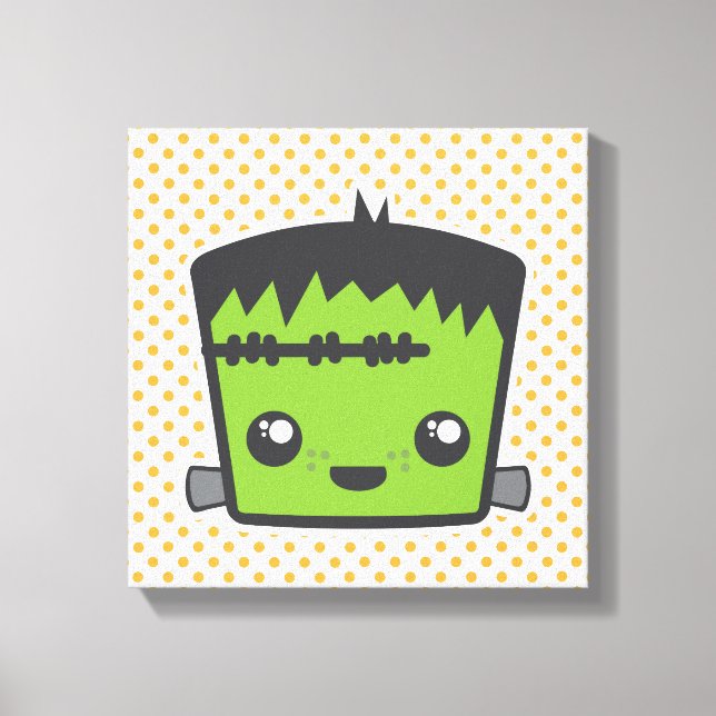 Kawaii Frankenstein Wrapped Canvas Print (Front)