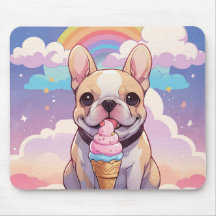 Kawaii French Bulldog Ice cream Rainbow