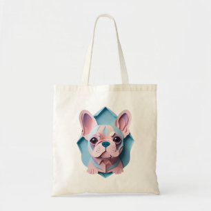 Kawaii French Bulldog Pastel Paper Cutting Art  Tote Bag