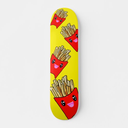 Kawaii French Fries Fast Food Colorful Skateboard