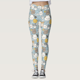 Kawaii Frenzy: Whimsical Doodle of Cute Animals Leggings