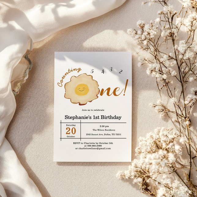 Kawaii Fried Egg 1st Birthday Invitation (Creator Uploaded)