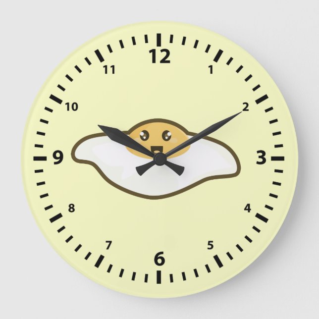 Kawaii Fried egg Large Clock (Front)