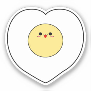 Kawaii Fried Egg Vinyl Sticker Heart Shape