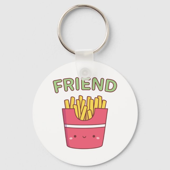 Kawaii Friend Fries Doodle Matching Best Friend Keychain (Front)