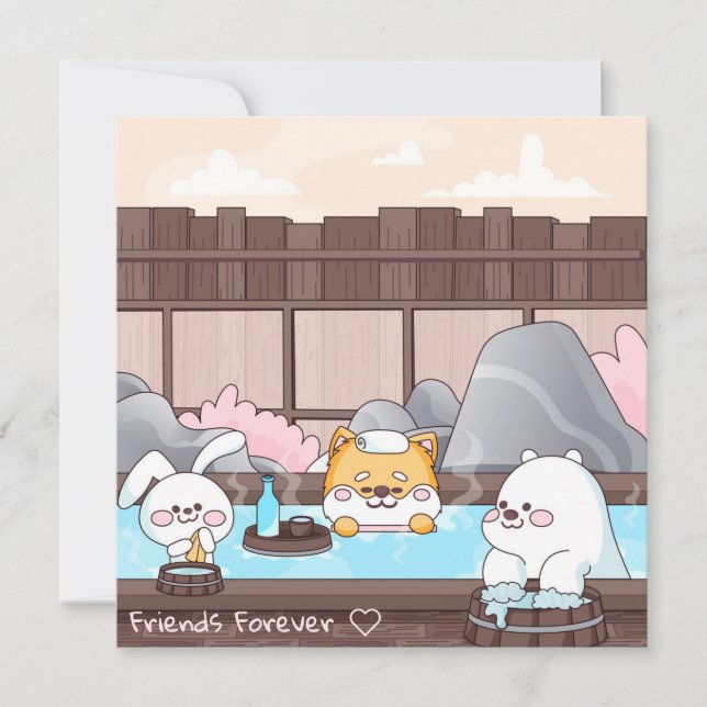 Kawaii friends holiday card (Front)