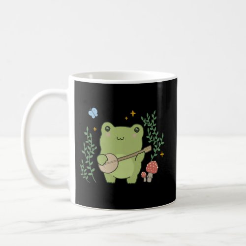 Kawaii Frog Banjo Butterfly _ Cottagecore Aestheti Coffee Mug