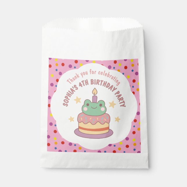 Kawaii Frog Birthday Cake Custom Favor Bag (Front)