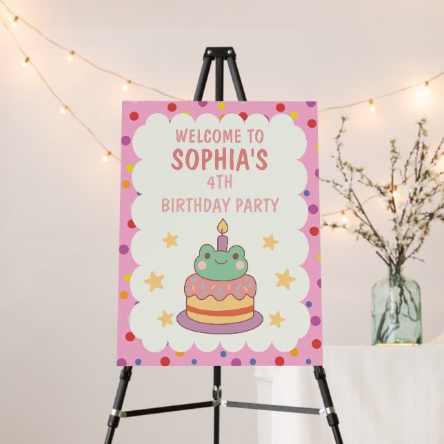 Kawaii Frog Custom Birthday Foam Board (In Situ (Stand))