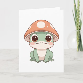 Kawaii Frog – Cute Mushroom Hat Cottagecore Aesthe Card
