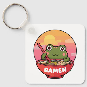 Kawaii frog eating ramen keychain
