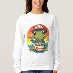 Kawaii frog eating ramen sweatshirt