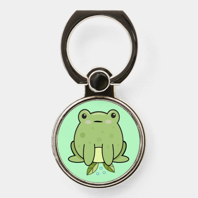 Kawaii Frog Green Pastel Phone Ring Stand (Front)