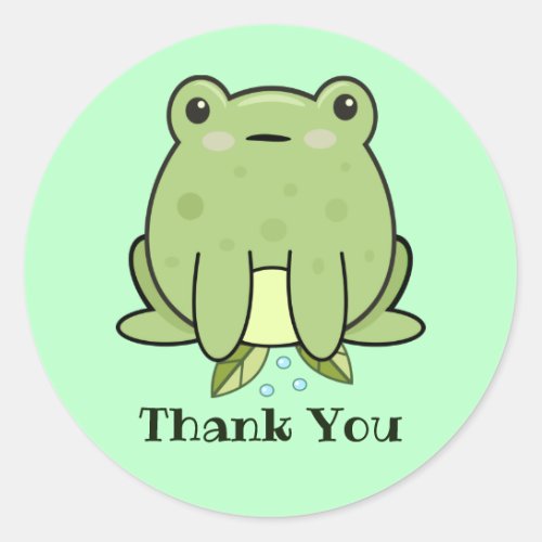 Kawaii Frog Green Pastel Thank You Classic Round Sticker