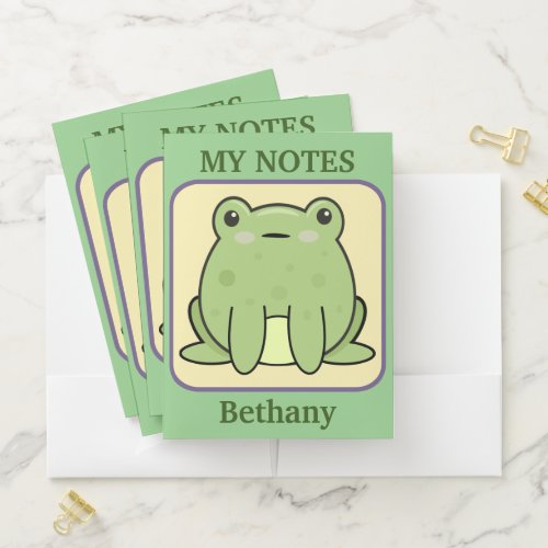 Kawaii Frog Personalized Pocket Folder