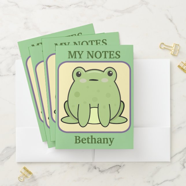 Kawaii Frog Personalized Pocket Folder (In Situ)