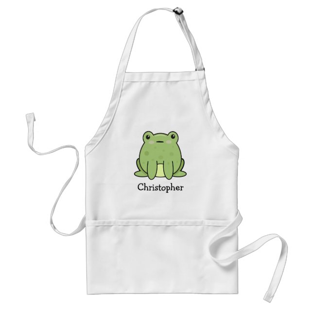 Kawaii Frog, Toad Personalized Adult Apron (Front)
