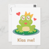 Kawaii frog with sparkling eyes and crown postcard | Zazzle