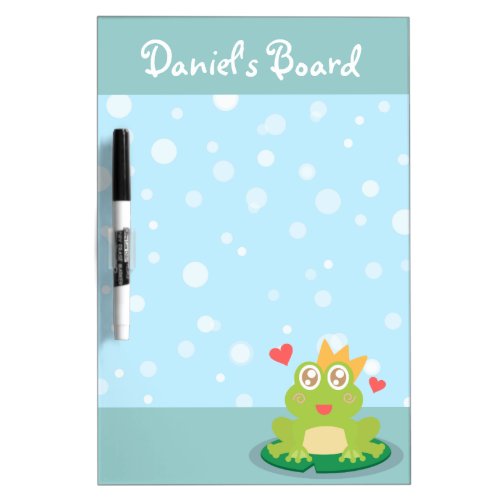 Kawaii frog with sparkling eyes on a lily pad Dry_Erase board