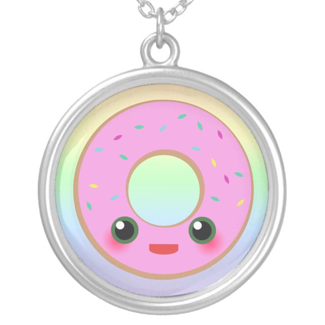 Kawaii Frosted Donut Sterling Silver Necklace (Front)