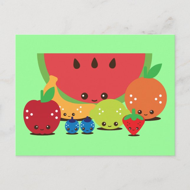 Kawaii Fruit Group Postcard (Front)