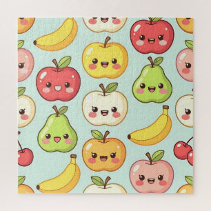 Kawaii Fruit Seamless Pattern Cute Cartoon Jigsaw Puzzle