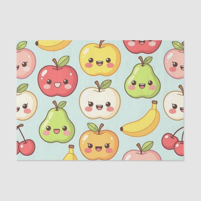 Kawaii Fruit Seamless Pattern Cute Cartoon Tissue Paper (Front)