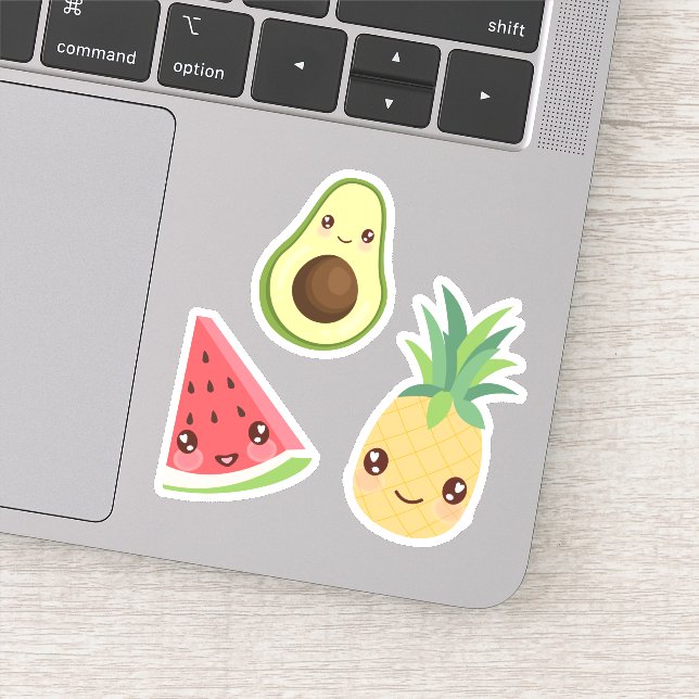 Kawaii Fruit | Watermelon, Pineapple & Avocado Sticker (Detail)