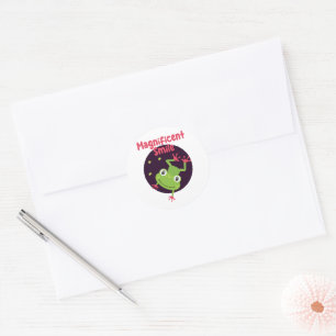 Kawaii funny cute happy frog smiling classic round sticker