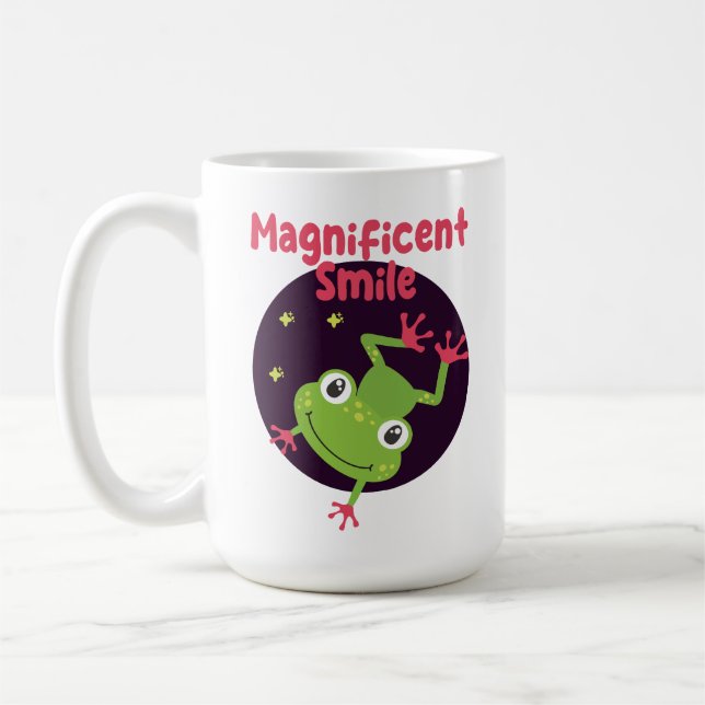 Kawaii funny cute happy frog smiling  coffee mug (Left)