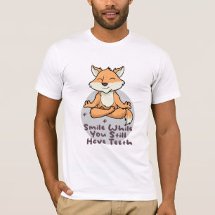 Kawaii funny fox smiling and doing yoga poses T-Shirt