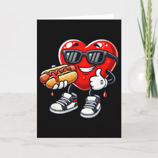 Kawaii Funny Heart Eating Hot Dog Valentine's Febr Card