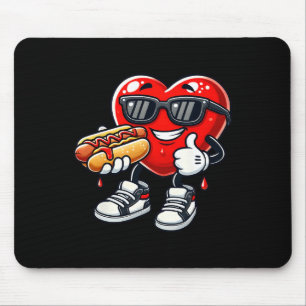 Kawaii Funny Heart Eating Hot Dog Valentine's Febr Mouse Pad