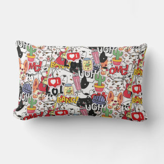 kawaii funny pet design - cute animal lover lumbar pillow