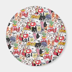 kawaii funny pet design - cute animal lover magnet