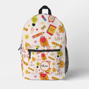 Kawaii Funny School Supplies Custom Name Printed Backpack