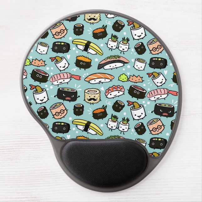 Kawaii Funny Sushi Characters Gel Mouse Pad (Front)