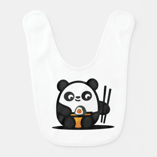 Kawaii Funny Sushi Panda Baby Bib (Front)