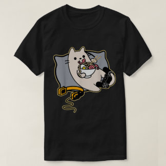 Kawaii Gamer Cat Eating Ramen T-Shirt