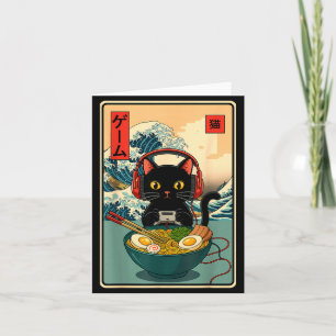 Kawaii Gamer Cat Ramen Retro Japanese Funny Cat Ga Card