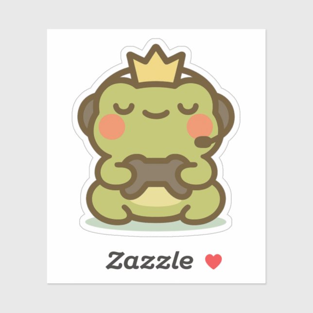 Kawaii Gamer Frog Sticker (Sheet)