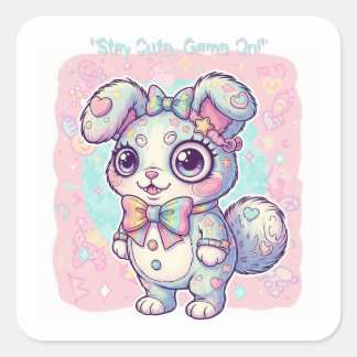 Kawaii Gamer Monster🌈Custom Gamer Gift for Her Square Sticker