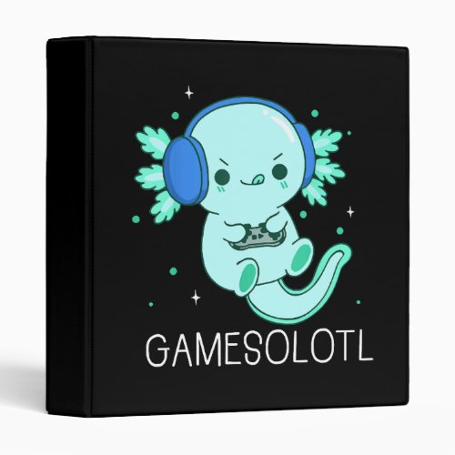 Kawaii Gamesolotl Axolotl Gamer 3 Ring Binder