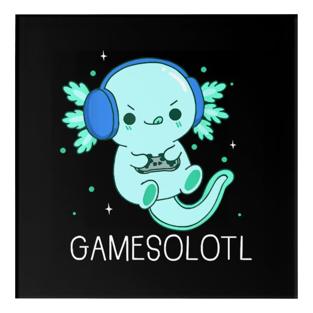 Kawaii Gamesolotl Axolotl Gamer Acrylic Print (Front)