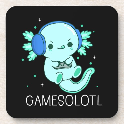 Kawaii Gamesolotl Axolotl Gamer Beverage Coaster