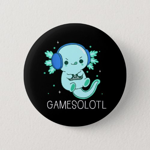 Kawaii Gamesolotl Axolotl Gamer Button