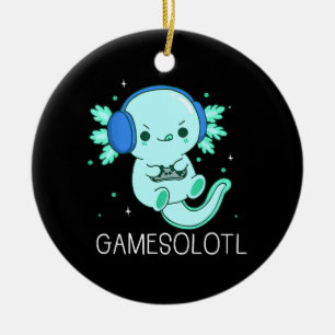 Kawaii Gamesolotl Axolotl Gamer Ceramic Ornament