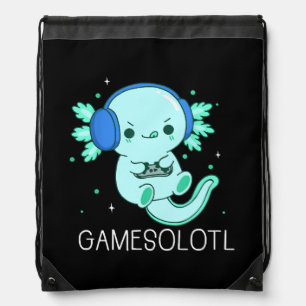 Kawaii Gamesolotl Axolotl Gamer Drawstring Bag
