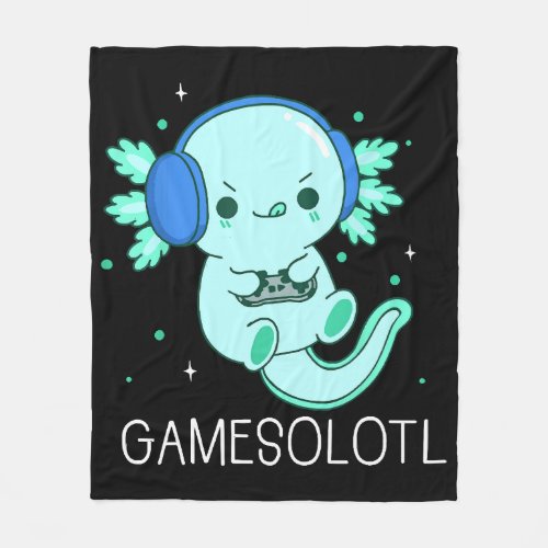 Kawaii Gamesolotl Axolotl Gamer Fleece Blanket
